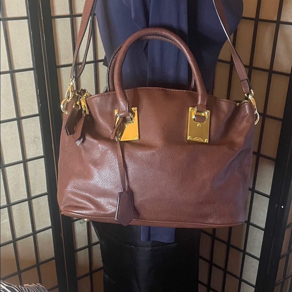 London Fog Brown Satchel with Gold Accents